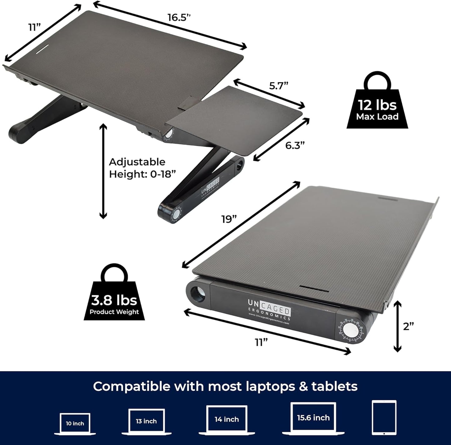 Multi-Functional Adjustable Laptop Table – Foldable MacBook Stand for Bed & Sofa with Mouse Pad