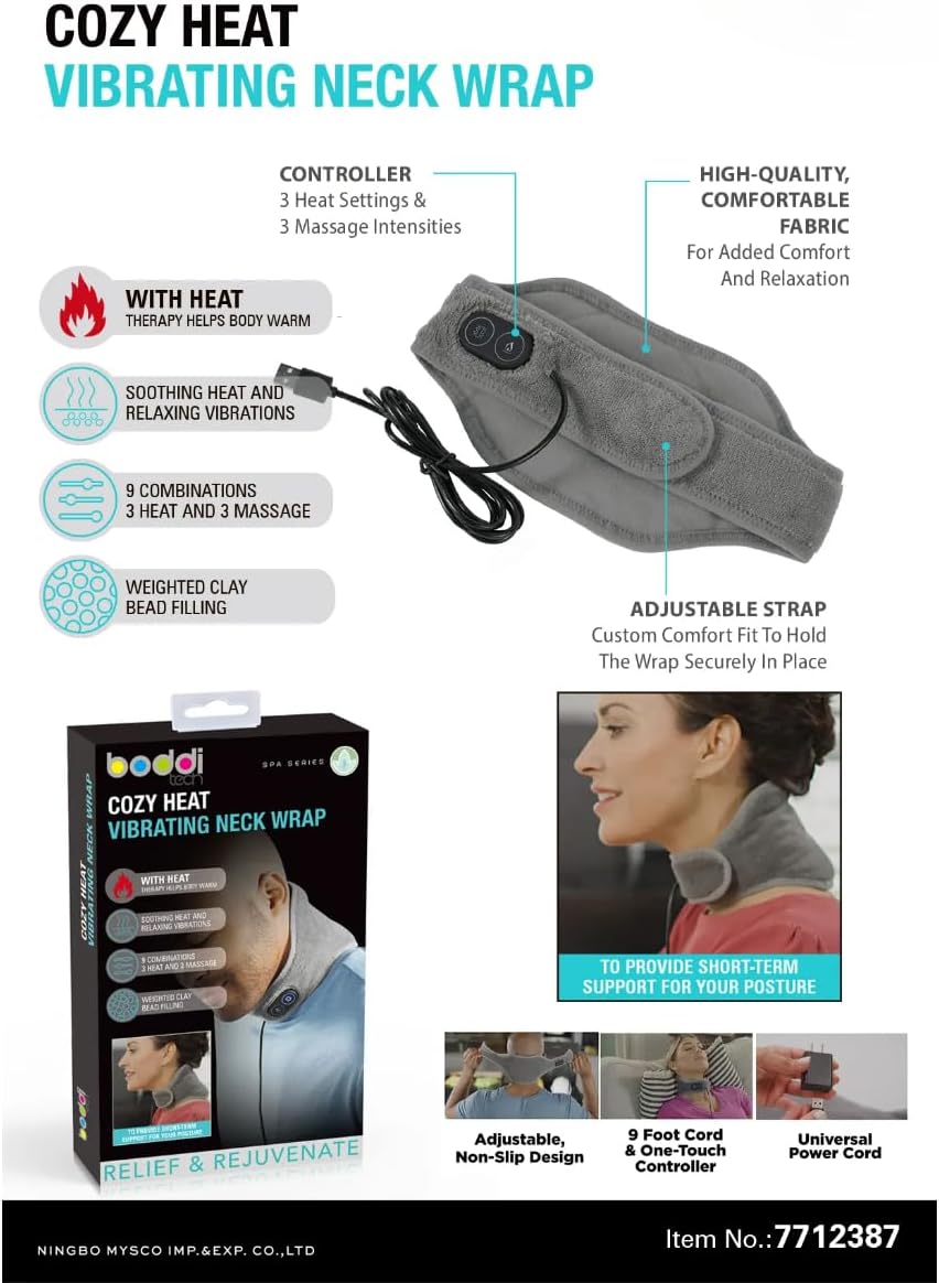 Electric Neck Warmer Wrap – Heated Neck Massager for Shoulder & Cervical Pain Relief with 3 Heat Modes