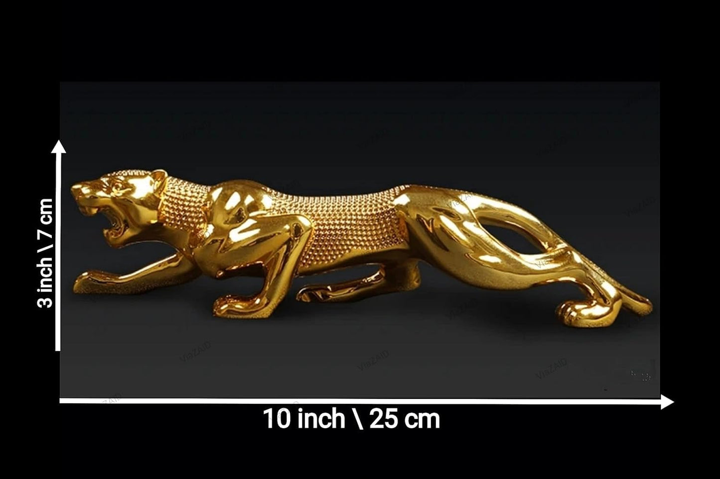 Luxury Metal Leopard Jaguar Cheetah Showpiece | Realistic Golden Cheetah Statue for Home, Office & Car Decoration