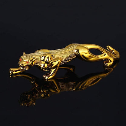 Luxury Metal Leopard Jaguar Cheetah Showpiece | Realistic Golden Cheetah Statue for Home, Office & Car Decoration