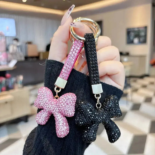 Full Diamond Diamond Bow Keychain Bowknot Rhinestone Crystal Bowknot Pendant Creative High-end Rhinestone Bow Keyring Women Shopzek