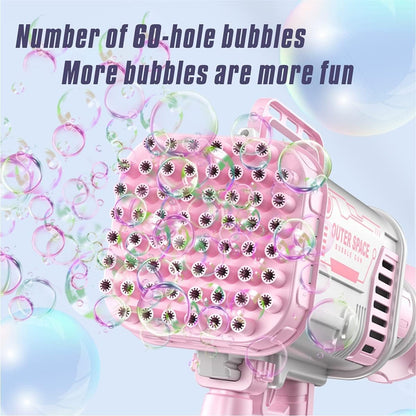 60 Holes Kids Rocket Bubble Gun - Kids Toy Bubble Maker Gun for Summer Party Fun