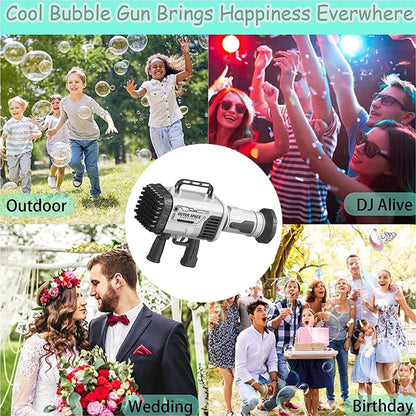 60 Holes Kids Rocket Bubble Gun - Kids Toy Bubble Maker Gun for Summer Party Fun