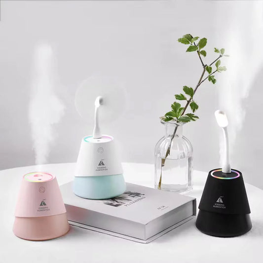 USB 3-in-1 Iceberg Cold Fog Humidifier | Portable LED Aroma Diffuser & Air Purifier